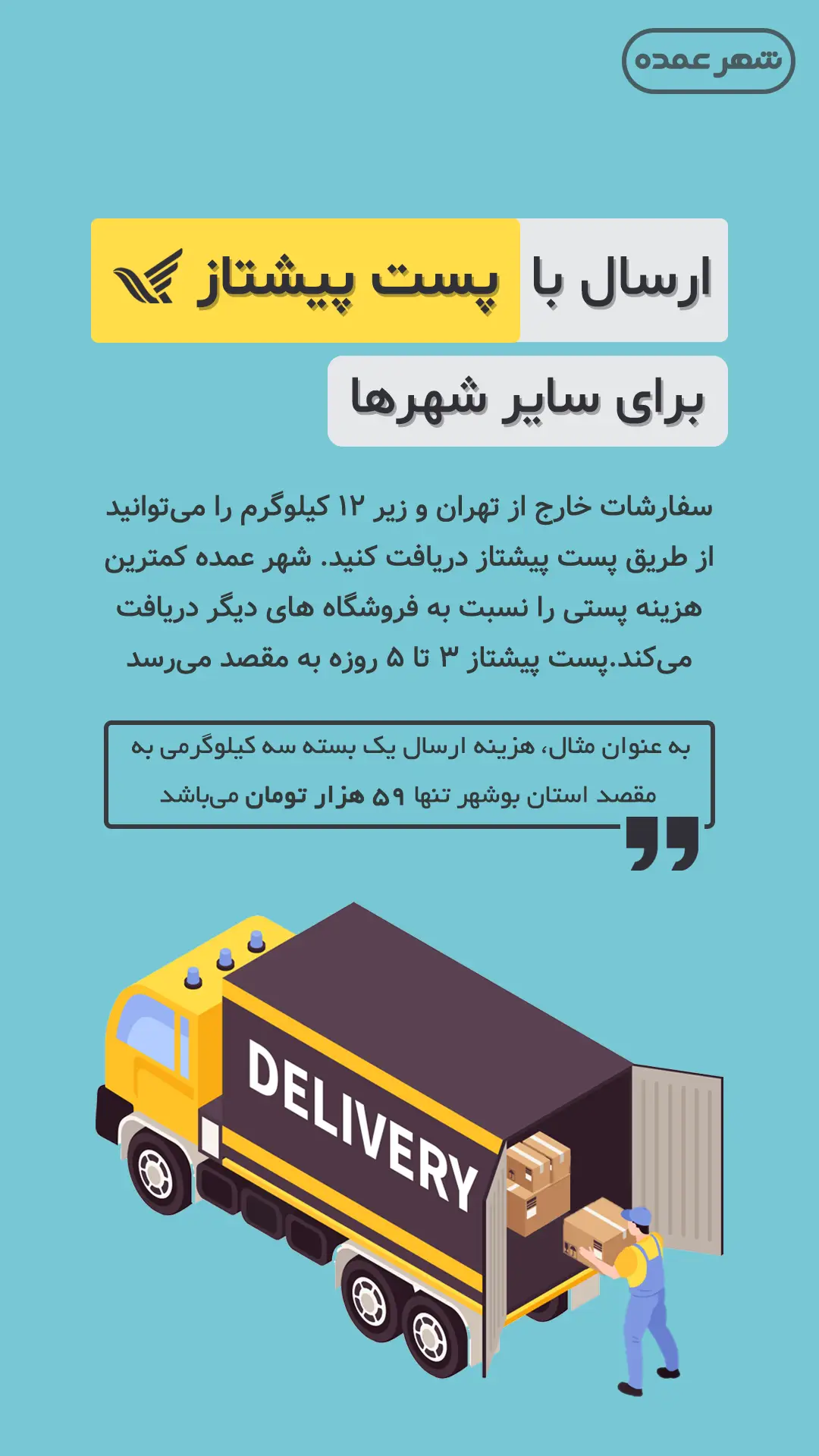 ارسال مواد غذایی با پست شهر عمده