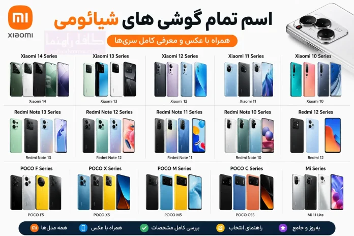 Names of all Xiaomi phones اسم تمام گوشیهای شیائومی با عکس