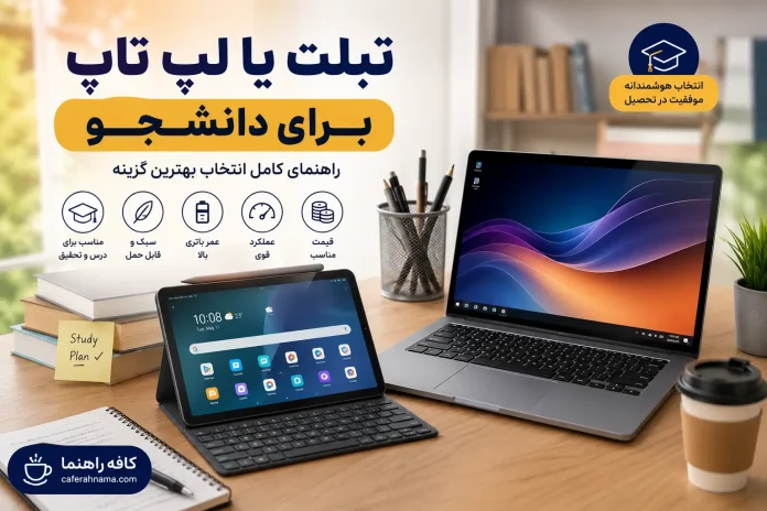 Tablet or laptop for the student. Create a featured image for this too. تبلت یا لپ تاپ برای دانشجو برای این هم یک تصویر شاخص بساز