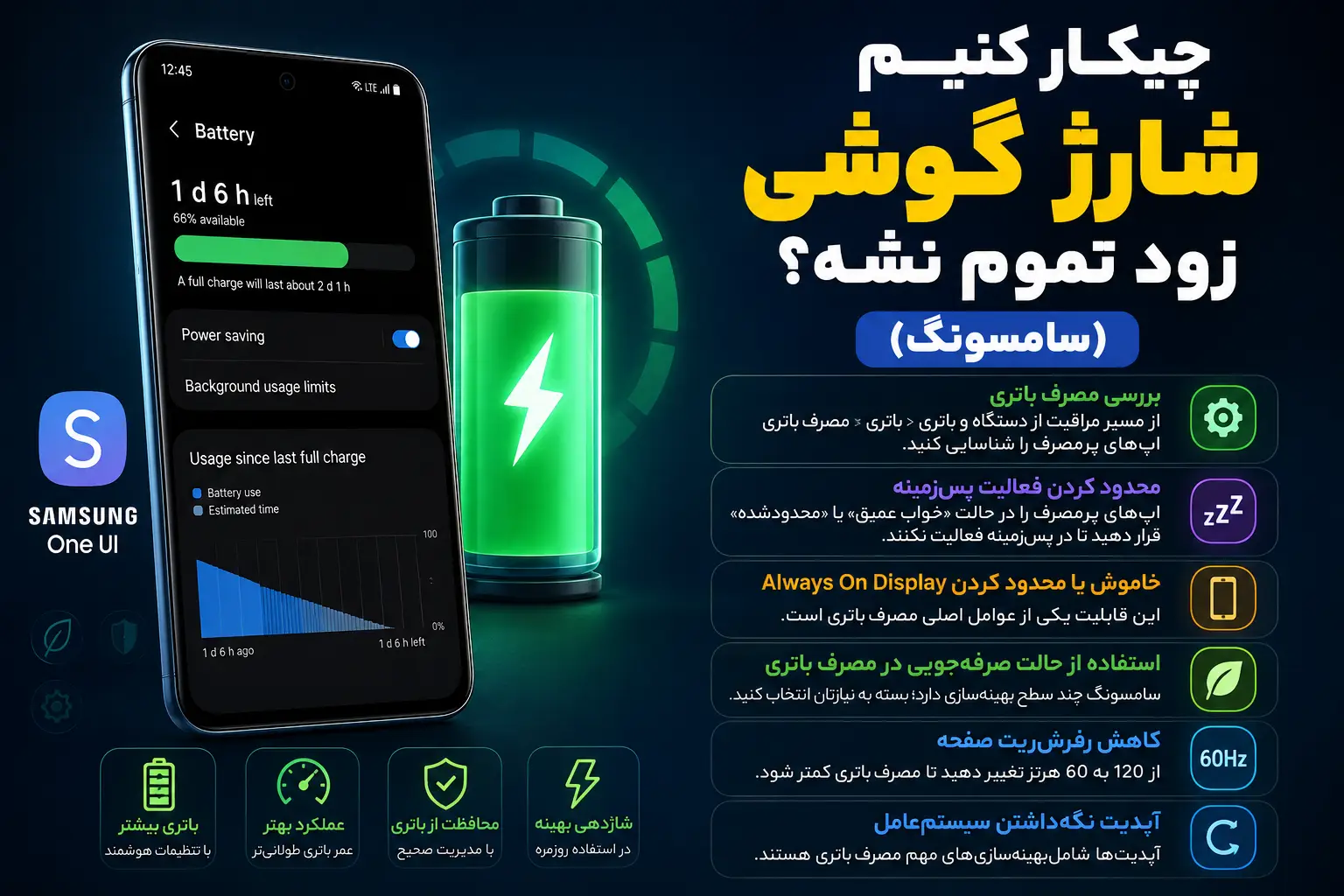 چیکار کنیم شارژ گوشی زود تموم نشه؟ (سامسونگ)